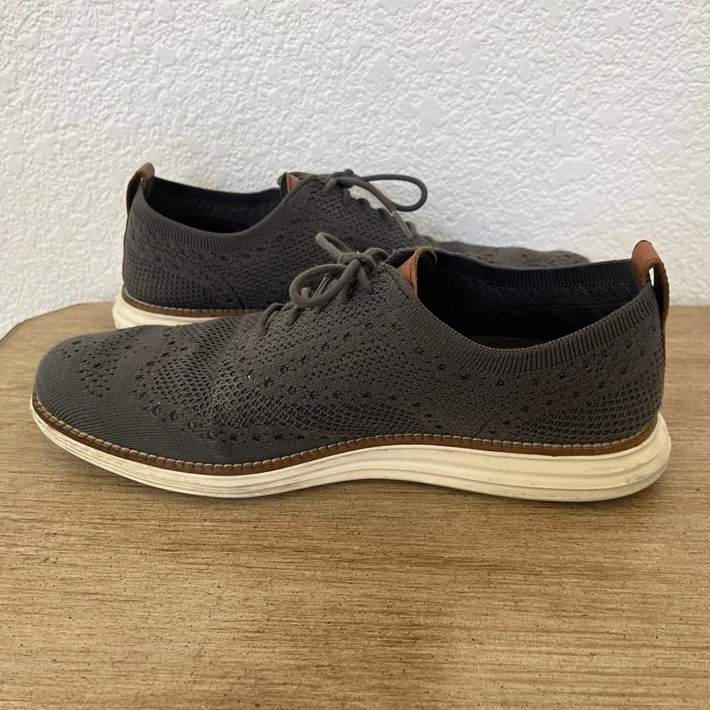 Cole Haan Original Grand Stitchlite Shoes Mens Sz 8.5 Gray Wingtip Oxford Dress